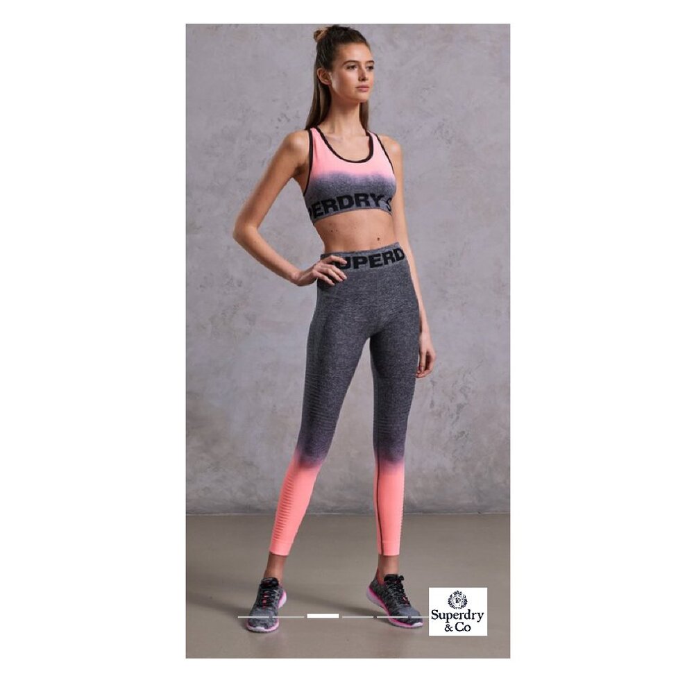 Superdry & Co. Gray Coral Pink Ombre High Waisted Seamless Leggings NWT